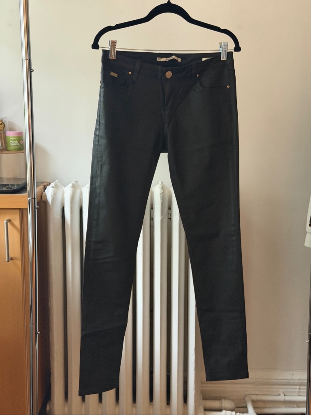 Black Waxed Skinny Jeans